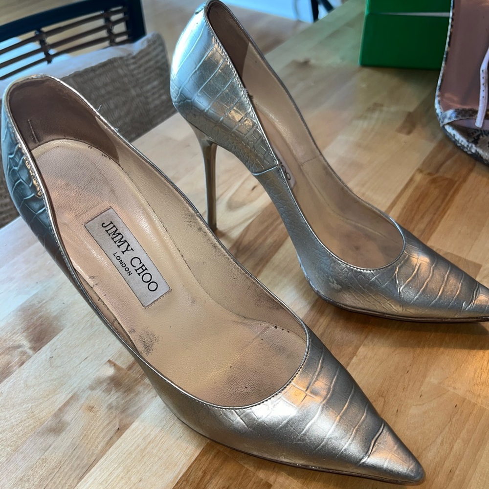 Jimmy Choo Muted Gold Stilettos